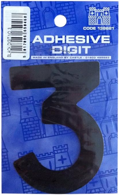 Castle DPX123 Black Self Adhesive Number 3 x 12