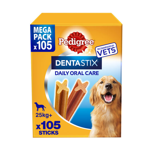 Pedigree Dentastix Daily Adult Large Dog Treats 105 x Dental Sticks - 4.05kg