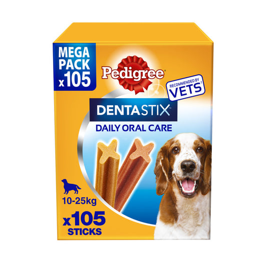 Pedigree Dentastix Daily Adult Medium Dog Treats 105 x Dental Sticks - 2.7kg